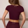 Soft Active crop top met sweetheart-hals in bordeauxrood