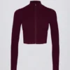 Soft Active cropped jasje met ritssluiting in bordeauxrood