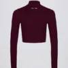 Soft Active cropped jasje met ritssluiting in bordeauxrood