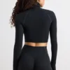 Soft Active cropped top met col in zwart