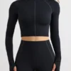 Soft Active cropped top met col in zwart