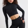 Soft Active cropped top met col in zwart