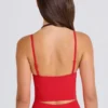 Soft Active gelaagde cropped tanktop in aardbeirood