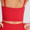 Soft Active gelaagde cropped tanktop in aardbeirood