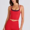 Soft Active gelaagde cropped tanktop in aardbeirood