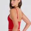 Soft Active gelaagde cropped tanktop in aardbeirood