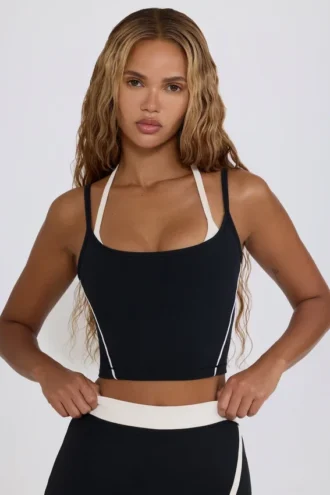 Soft Active gelaagde cropped tanktop in zwart