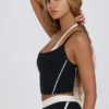 Soft Active gelaagde cropped tanktop in zwart