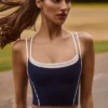 Soft Active gelaagde tanktop in klassiek marineblauw