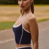 Soft Active gelaagde tanktop in klassiek marineblauw