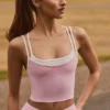 Soft Active gelaagde tanktop in poederroze