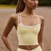 Soft Active gelaagde tanktop in zachtgeel