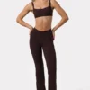 Soft Active gerimpelde broek met wijde pijpen in espresso