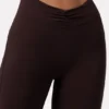 Soft Active gerimpelde broek met wijde pijpen in espresso