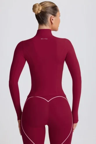 Soft Active jas met ritssluiting in bordeauxrood