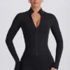 Soft Active jas met ritssluiting in zwart
