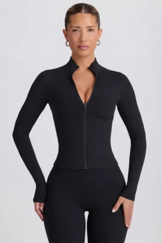 Soft Active jas met ritssluiting in zwart