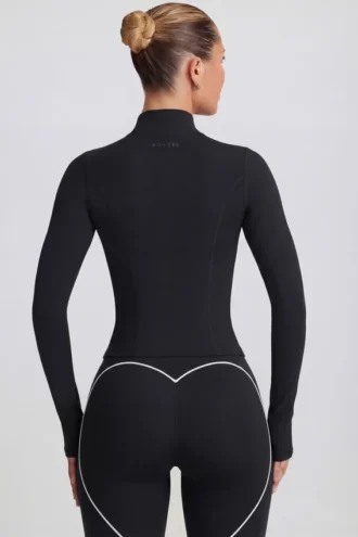 Soft Active jas met ritssluiting in zwart