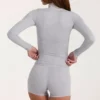 Soft Active jasje met ritssluiting in grijs gemêleerd