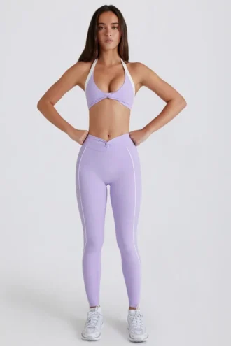 Soft Active-legging met gedraaide voorkant in lila