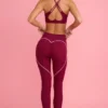 Soft Active-legging met middelhoge taille in bordeauxrood
