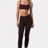Soft Active-legging met ruches in Espresso