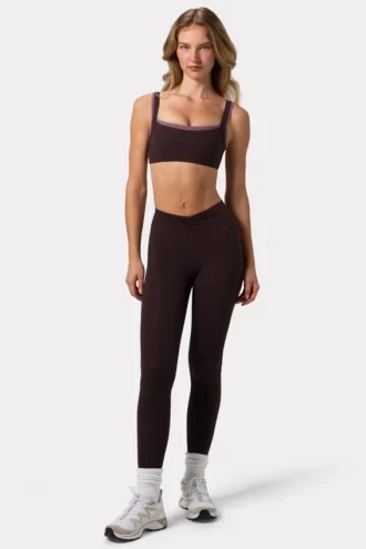 Soft Active-legging met ruches in Espresso