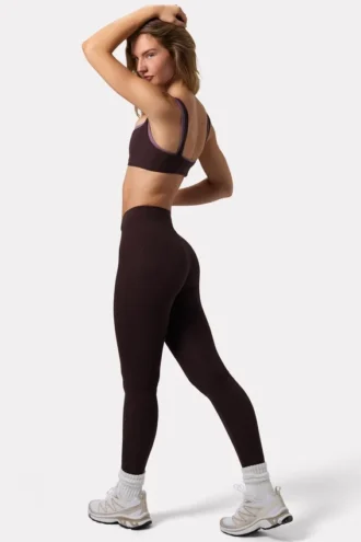 Soft Active-legging met ruches in Espresso