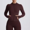 Soft Active mid-layer jas met capuchon in chocoladebruin