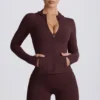 Soft Active mid-layer jas met capuchon in chocoladebruin