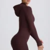 Soft Active mid-layer jas met capuchon in chocoladebruin