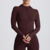 Soft Active mid-layer jas met capuchon in chocoladebruin