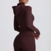 Soft Active mid-layer jas met capuchon in chocoladebruin