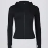 Soft Active Mid-Layer-jas met capuchon in zwart