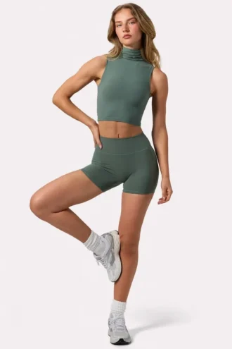 Soft Active mini-short met hoge taille in kaki