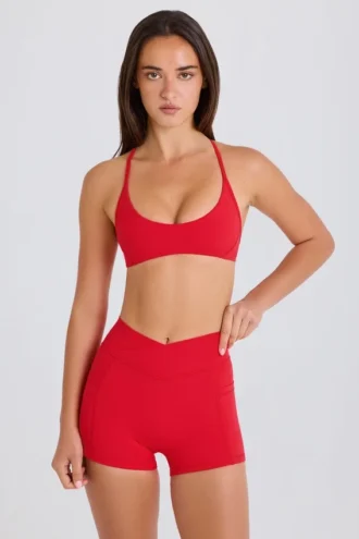 Soft Active Pocket V-Waist minishort in Strawberry Red