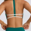Soft Active sportbeha met ronde hals in Varsity Green