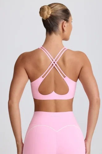 Soft Active sportbeha met V-hals in babyroze