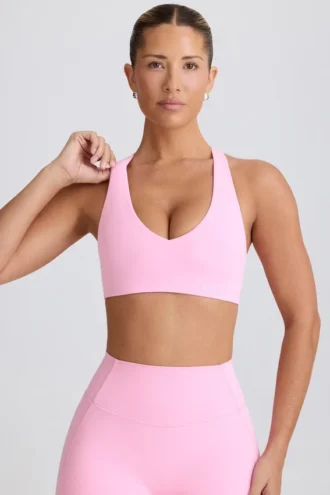 Soft Active sportbeha met V-hals in babyroze