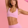 Soft Active sportbeha met V-hals in Dusty Pink