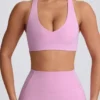 Soft Active sportbeha met V-hals in Dusty Pink