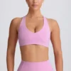 Soft Active sportbeha met V-hals in Dusty Pink