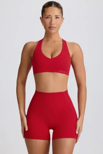 Soft Active sportbeha met V-hals in Hot Red
