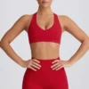 Soft Active sportbeha met V-hals in Hot Red