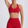 Soft Active sportbeha met V-hals in Hot Red