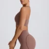 Soft Active sportbeha met V-hals in Mocha
