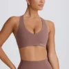 Soft Active sportbeha met V-hals in Mocha