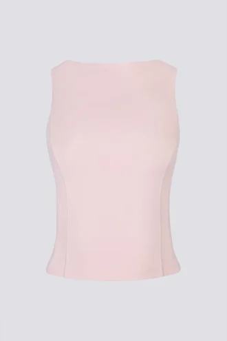 Soft Active tanktop met boothals en open rug in balletroze