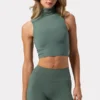 Soft Active tanktop met col in kaki