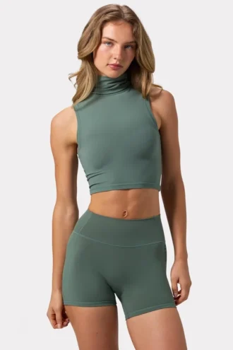 Soft Active tanktop met col in kaki